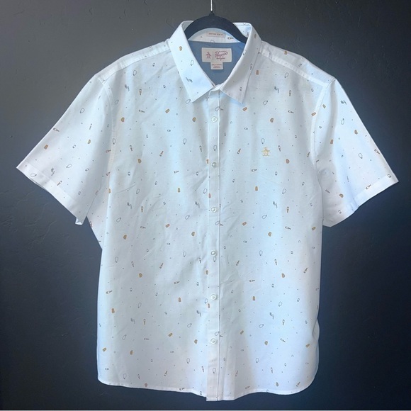 Penguin by Munsingwearmen Shirt Size: XXL Slim Fit Color :White/ beer print